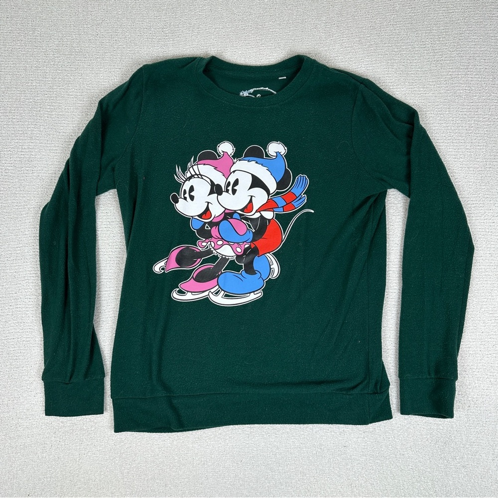 Vintage Disney Mickey & Minnie Ice Skating Long Sleeve Sweater